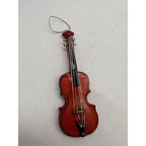 Mini Wooden Violin Ornament Red‎ Faux Strings Musical Instrument Decor
